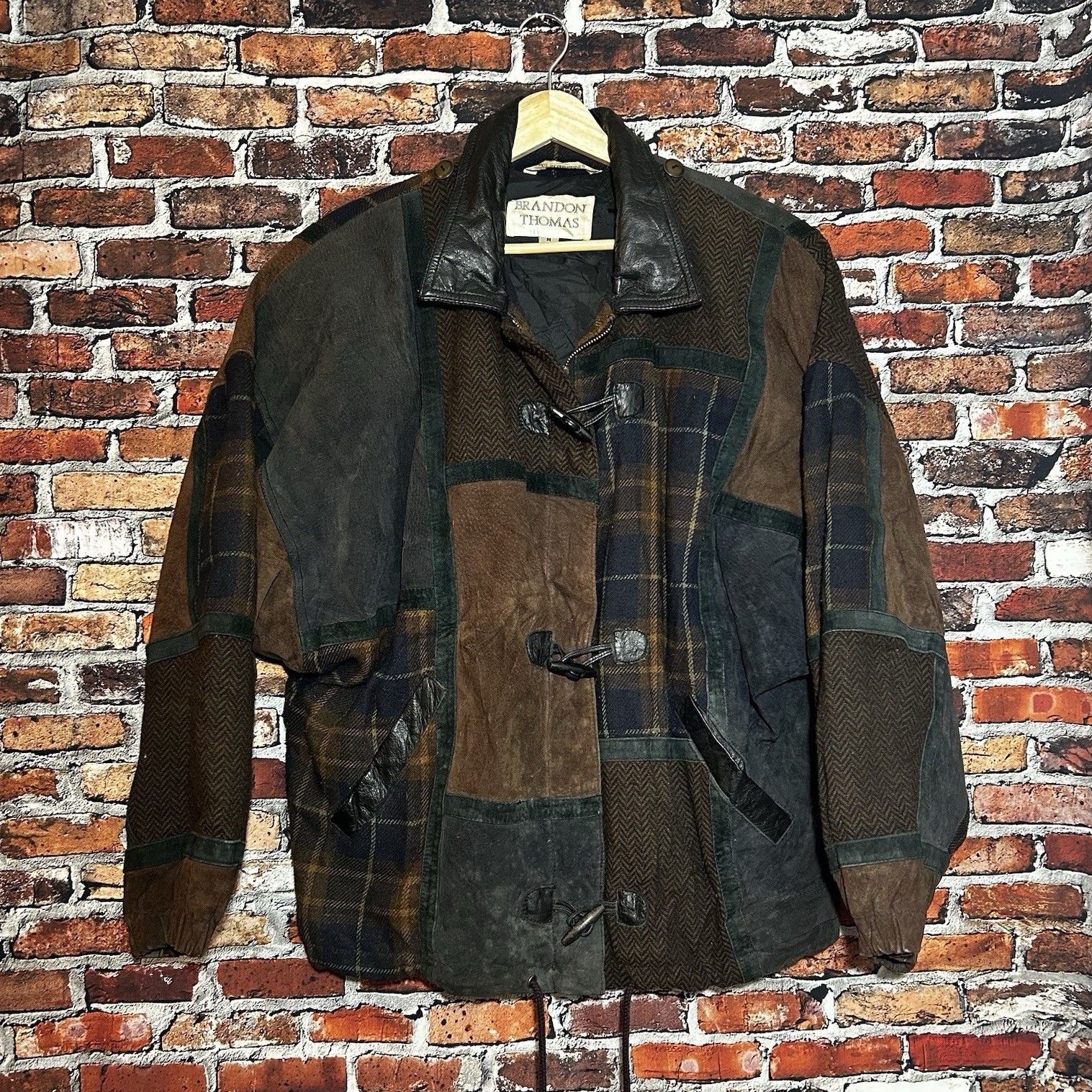 Brandon Thomas Vintage 80s Patchwork Jacket Leath… - image 1