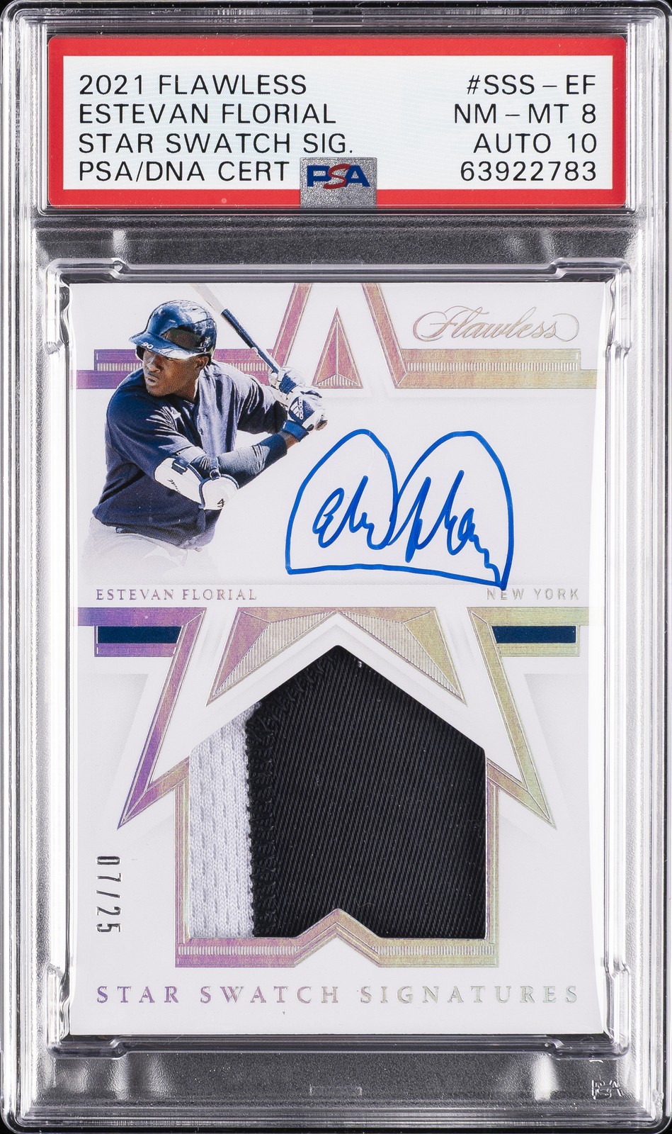 2021 PANINI FLAWLESS STAR SWATCH SIGNATURES ESTEVAN FLORIAL 7/25 PSA 8 AUTO 10 view 1