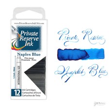 Pk/12 Private Reserve Fountain Pen Ink Cartridges, Naples Blue