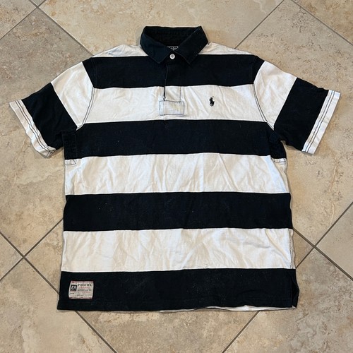 Vintage Polo Ralph Lauren Athletic Rugby Shirt Mens M Black White Stripe Polo by Ralph Lauren, $47.03 - Photo 2