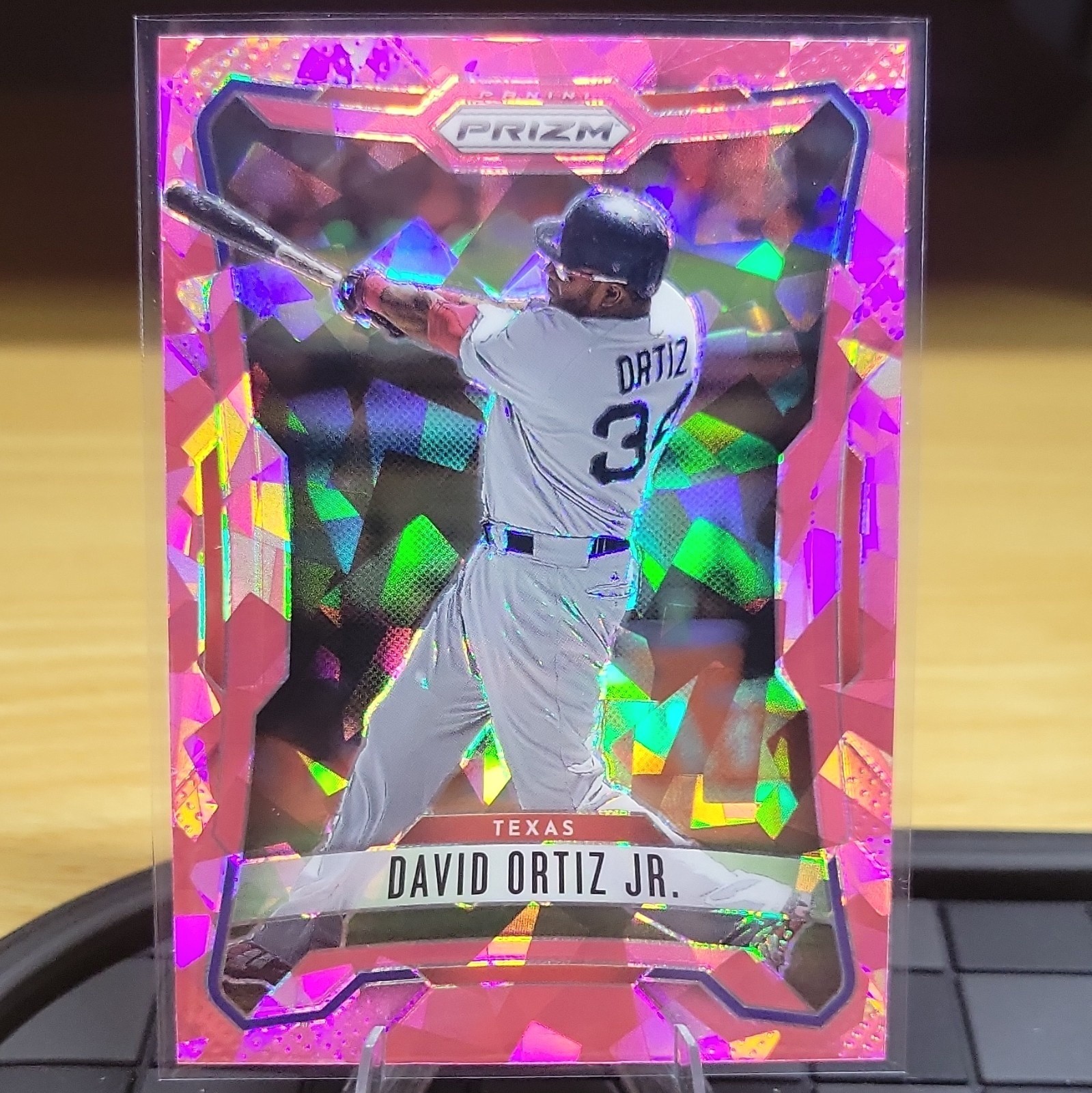 Panini 2026 Prizm David Ortiz Jr Texas Rangers #64 Pink Cracked Ice Error Card