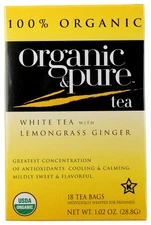 Organic & Pure Tea Whte Lmngrss Gngr Org 18 BG Pack Of 6