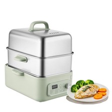 Electric Food Steamer 13.7 QT 2-Tier Stainless Steel for 3-6 Servings, 1500W