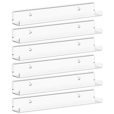1.5" x 12" Narrow Floating Shelves for Vinyl Record Pack Wall Shelves 6 Clear