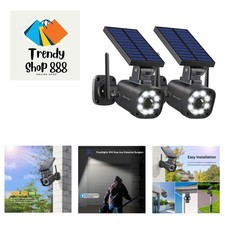 Realistic Solar Battery Powered Dummy Cameras with 800 Lumen Floodlights, 2-Pack