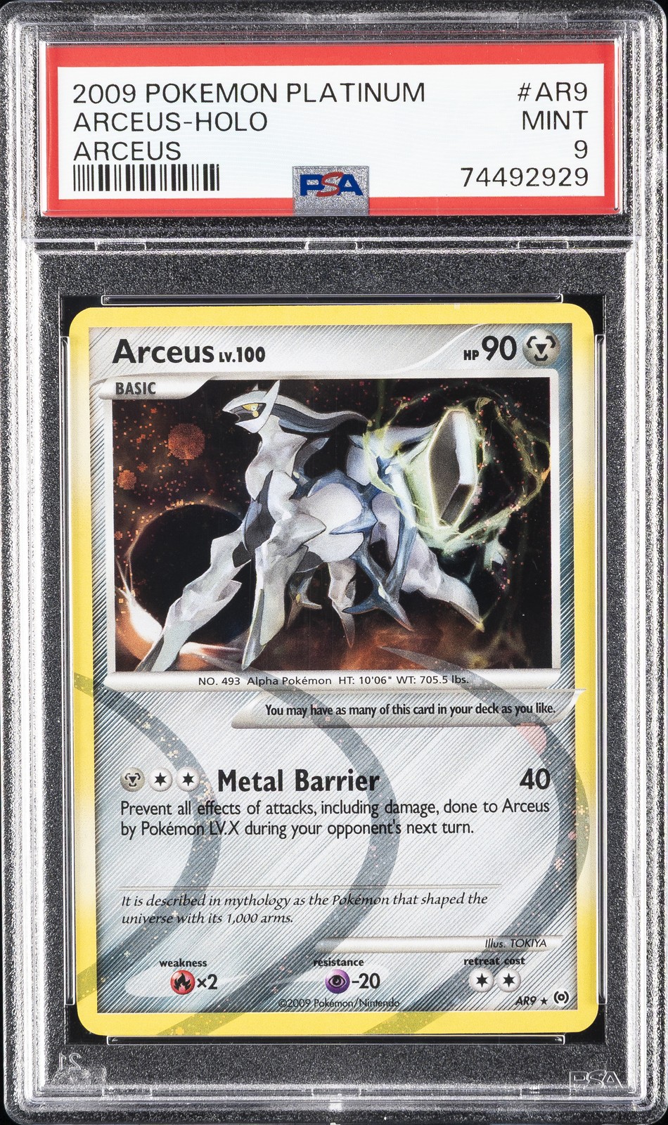 2009 POKEMON PLATINUM ARCEUS #AR9 ARCEUS-HOLO PSA 9