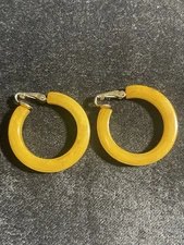 Vintage Bakelite Clip on Earings Egg Yolk Hoop 1940s ~ Simichrome Tested!!!