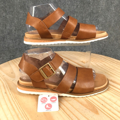 Taryn Rose Sandals Womens 8 Kastel Casual Strappy Slingback Brown Faux Leather