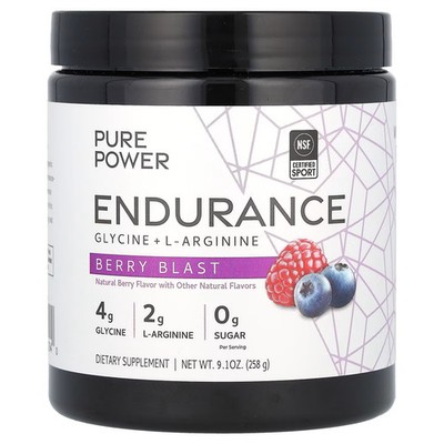 2 X Dr. Mercola, Pure Power, Endurance, Glycine + L-Arginine, Berry Blast, 9.1 o