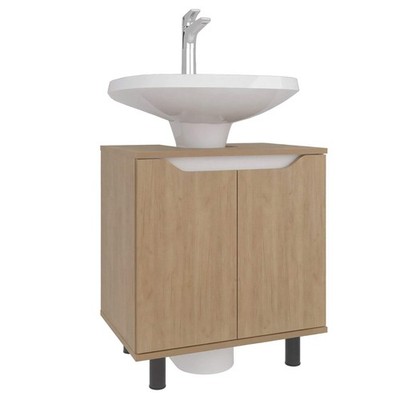 Marlo Under Sink Cabinet with Two Doors and Interior Storage Shelves, Cut-Out Ba