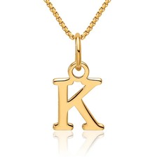 14K Solid Yellow Gold Letter K Initial Necklace