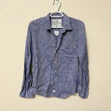 Frank & Eileen Barry Button Up Long Sleeve Shirt Blue Size M Women’s 100% Linen