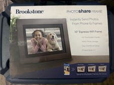 Brookstone PhotoShare Frame 10" Wi-Fi Digital Photo Frame Black Clock Calendar
