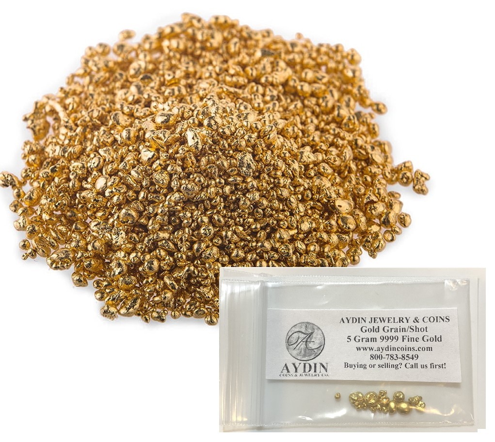 5 gram Refined Pure 24K Gold .9999+ Fine Gold Grain Shot Casting