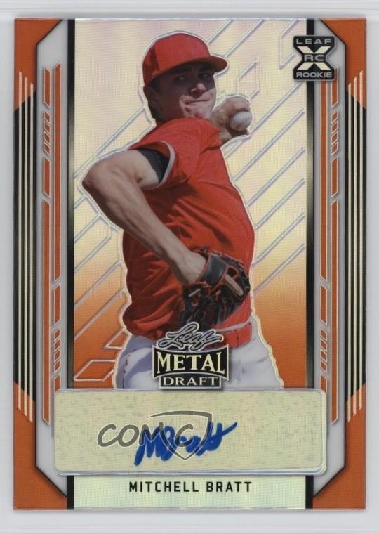 2021 Leaf Metal Draft Orange Rainbow 2/7 Mitch Bratt Mitchell #BA-MB2 Auto 1ti6
