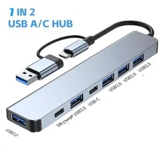 7 in 1 Multiport USB-C Hub Type C To USB 3.0 2.0 Multi-hub Dock Splitter Adapter