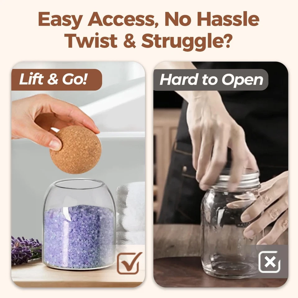 Glass Storage Container with Ball Cork, 16 OZ Small Glass Jar with Cork Lids,... - Image 2 of 4