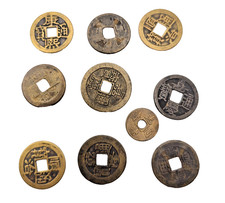 Lot of 10 Antique Chinese Cash Coins Qing Dynasty Imperial Bronze Square Hole #3