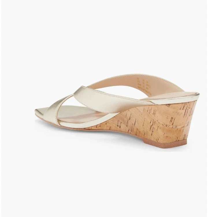 Stuart Weitzman Wedge Slide Leather Sandal Size 8.5 - Image 4 of 4