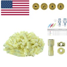 100 Pcs 12-10 AWG Nylon Female Spade Connectors Quick Disconnect Wire Termina...