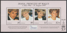 == Tonga. Bloc-Feuillet ★★ Hommage à la Princesse Diana — 1997 ==