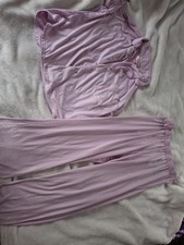 Juicy Couture Velour Knit Pajama Set Pink Button-Front Logo Rhinestone M