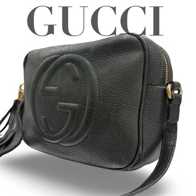 GUCCI Soho Disco Black Shoulder Bag Camera Bag 308364 Leather Used