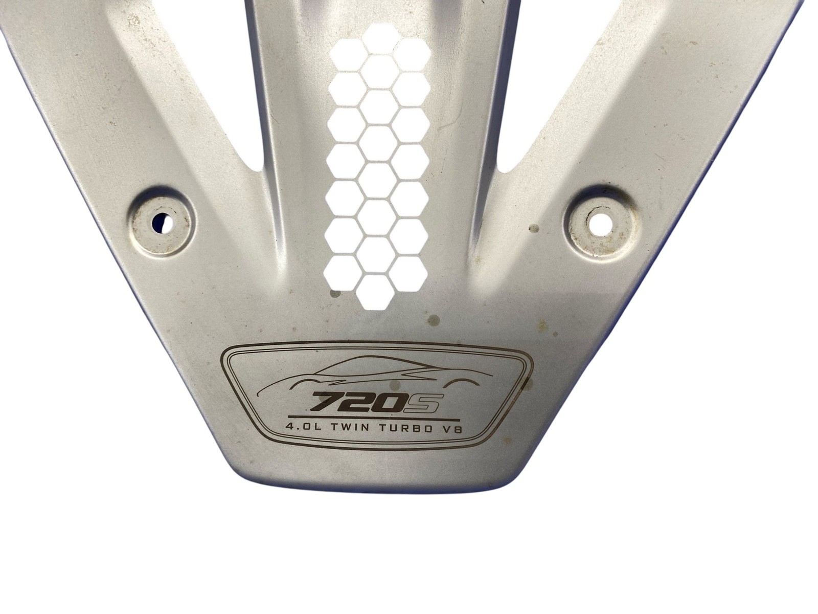 2018-2023 MCLAREN 720S RWD 4.0L ENGINE MOTOR NAME PLATE TRIM COVER PANEL SILVER