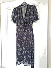 Black Sheer Knee Length Unlined Tea Dress In Size 10