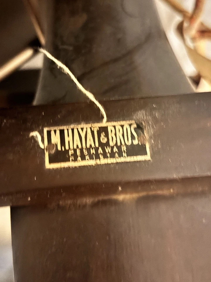 Taburete de silla de montar M Hayat Bros camel cuero de palisandro otomano años 50 Foto 3 de 3