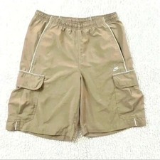 Vintage Nike Retro Beige Elastic Drawstring Waist Cargo Athletic Men Short SizeS
