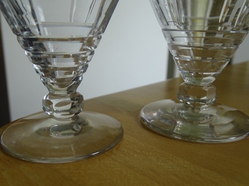 VAL SAINT LAMBERT 2 ANCIENS VERRES VIN ET APERITIF EN CRISTAL MODELE EPOQUE 1950 - Picture 4 of 8