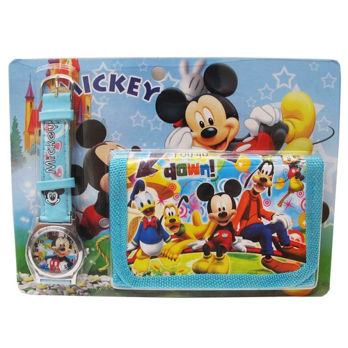 MICKEY MOUSE - KID CHILDREN BOY ACCESSORIES WATCH & WALLET BAG SET PRESCHOOL TOY - Picture 4 of 5