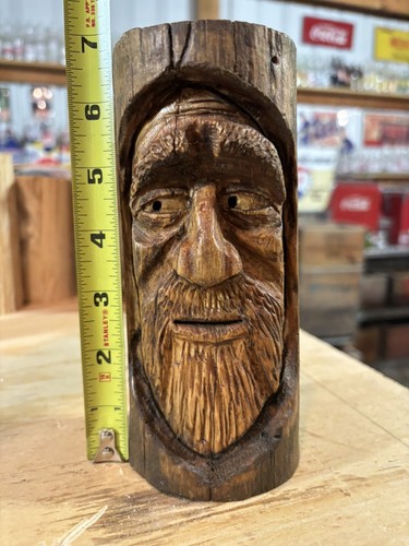 Wood Spirit Carving Sculpture Gnome Folk Art