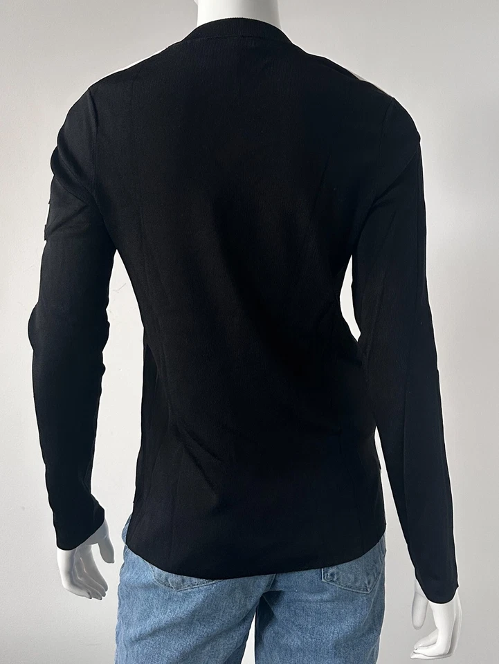 Suéter Rag and Bone Cecilee Lana Merino Rayas Negro Blanco Talla Mediana Top Foto 3 de 4