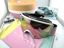 BLENDERS EYEWEAR LUNAR METAROSE ROSE GOLD PINK SNOW GOGGLES OTG CASE POUCH NEW