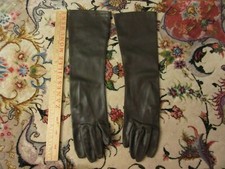 Vintage Hansen Analon Long Gloves Brown sz 7 Faux Leather