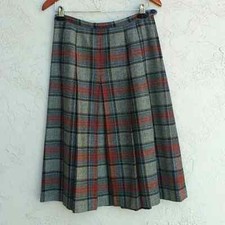 Vintage ROOS ATKINS 100 Wool Tweed Pleated A-Line Midi Skirt Size M Women's