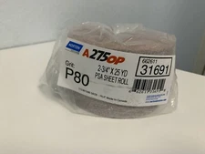 NORTON 31691 A275OP SANDPAPER  GRIT P80 2-3/4" X 25 YD PSA SHEET ROLL 