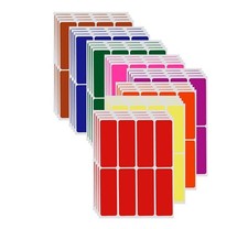 Color Coded Rectangular Stickers 3 x 1 Inch 76mm x 25mm Writable Surface 80 Pack