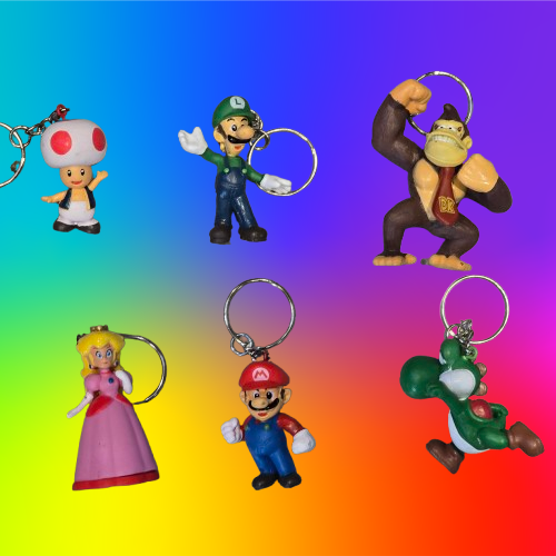 MARIO Keyring 3D Rubber LUIGI PRINCESS PEACH YOSHI DONKEY KONG TOAD Sega  Gaming