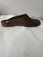 Okabashi Womens Sz m 6 to 7 Slip On Clog Garden Mule Shoes brown weave USA made