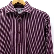 Men's Bugatchi XL Shaped Fit Red Striped Shirt