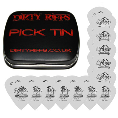 24 x Dunlop Tortex Jazz III 3 weiße Gitarren-Plektren/Gitarrenplektren 1,14 mm in Plektrum-Dose
