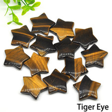 50pcs Natural Tiger Eye Stone Star Crystal Gemstone Chakra Healing Stone 20mm
