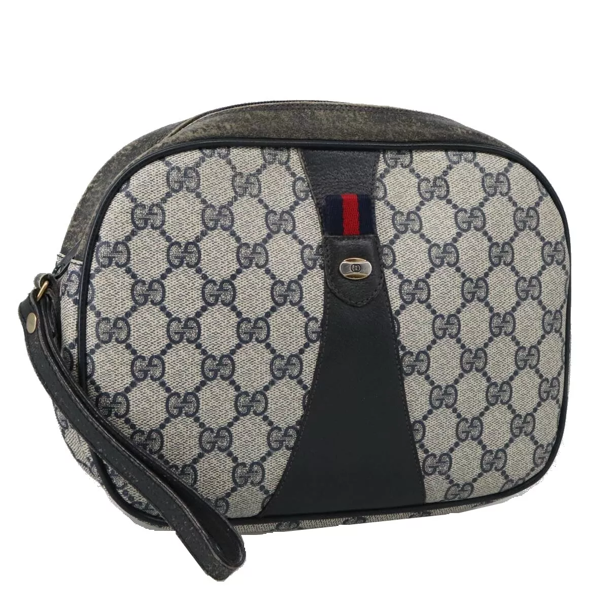 Sac pochette GUCCI GG Supreme Sherry Line PVC rouge marine 89 01 034 authentique 103583
