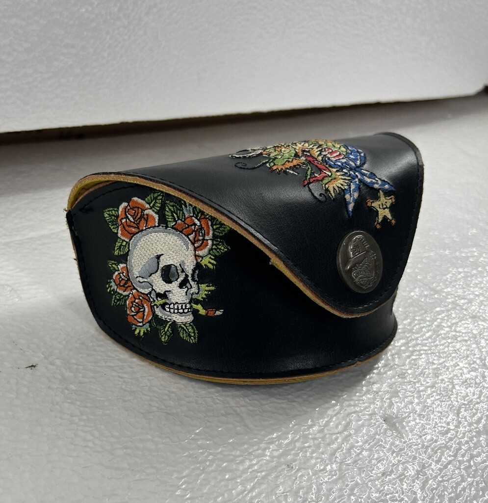 Ed Hardy Vintage Tattoo Eyewear Sunglass Case Black Skull  display picture 2