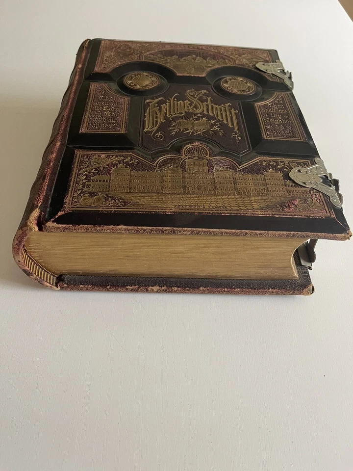 Helier Schrift Holy Writing German With Metal Clasps And Illustration 1880s Foto 2 de 4