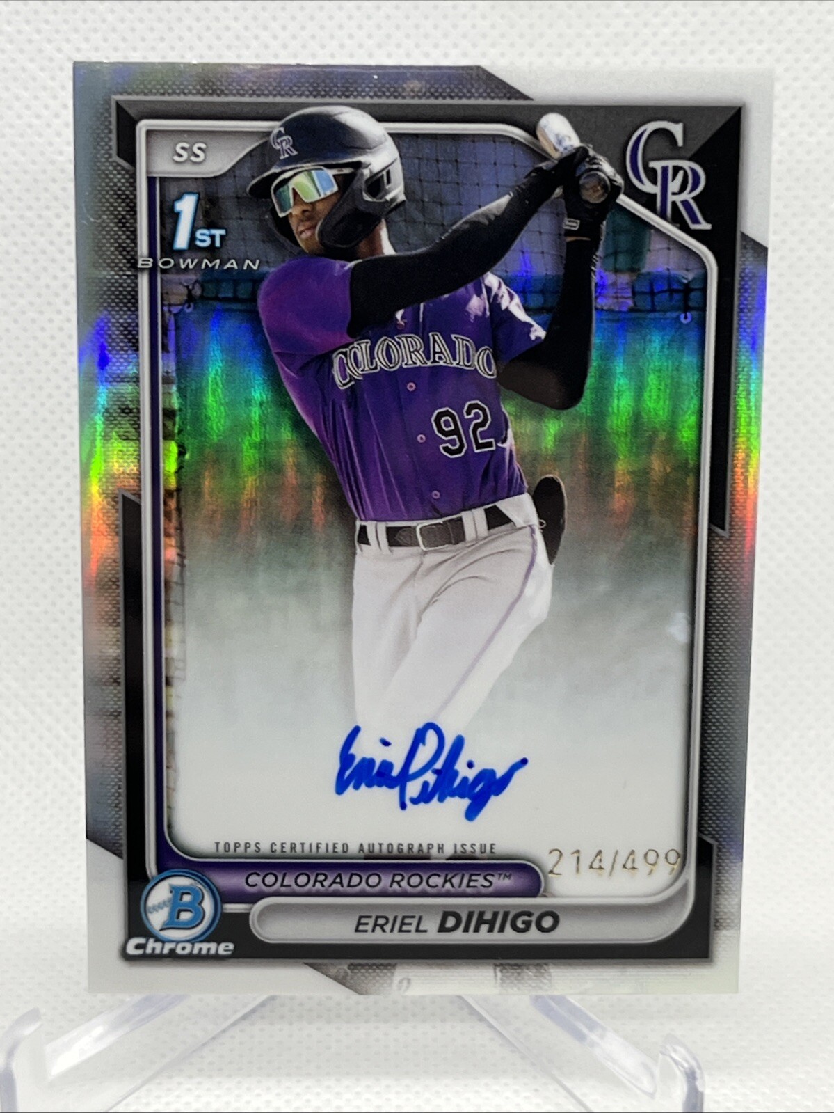 2024 Bowman Chrome ERIEL DIHIGO 1st Auto Refractor #214/499 Rockies #CPA-ED