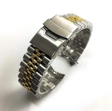 Metal Steel Jubilee Bracelet Curved End Replacement Watch Band Double Lock #7005